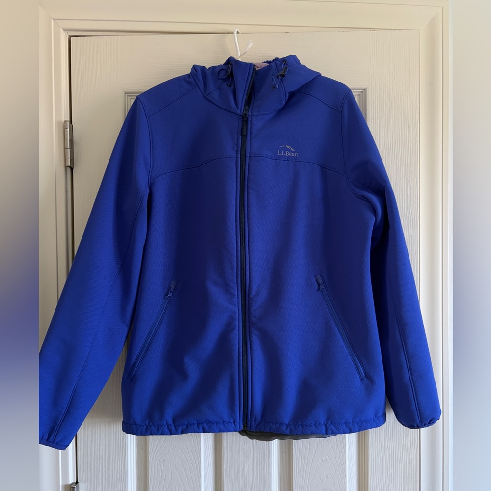 L.L.Bean Women's Blue Purple Hooded Softshell Jacket Size Large